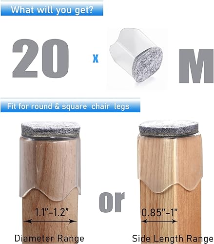 Miniatura 5 de Almohadillas mejoradas para muebles para suelos de madera dura, protectores de silicona para patas de silla, almohadillas de fieltro para muebles,