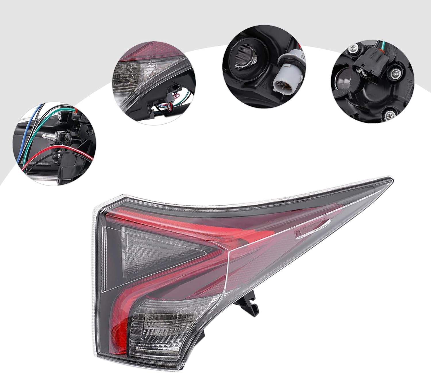 ForToyota Prius2016 2017 2018 Halogen Tail Light Rear Light Assembly, Right Passenger Side Rear Brake Lamp Assembly Replacement Red Housing Clear Lens OEM#8155147293
