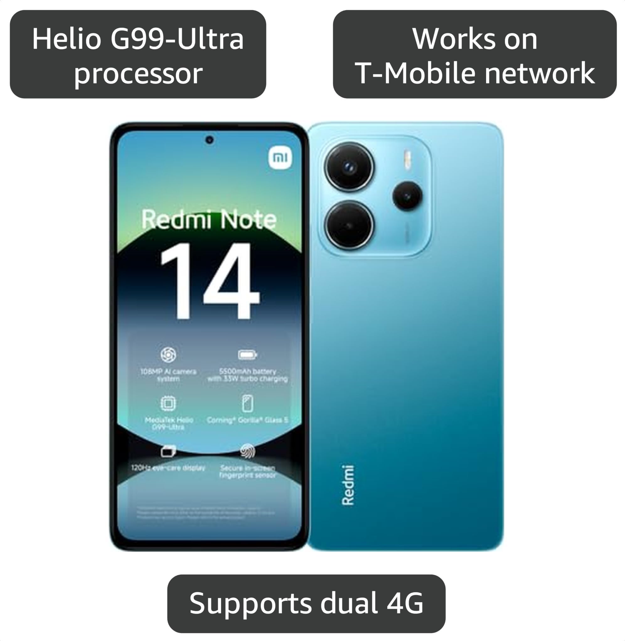 Amazon.com: XIAOMI Redmi Note 14 4G LTE (for Tmobile Mint Tello