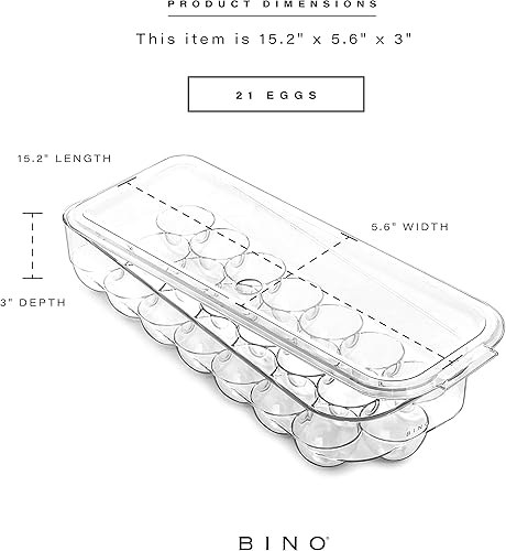 Miniatura 10 de BINO Recipiente de plástico para huevos para refrigerador, transparente, 13 unidades, resistente, duradero