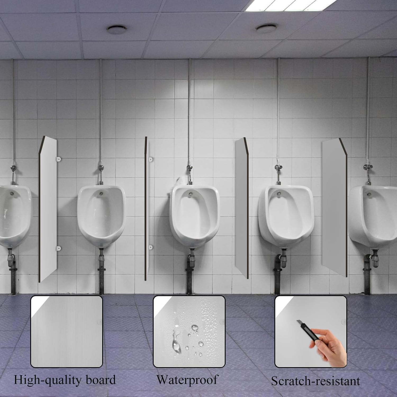 Urinal Baffle Toilet Protection Screen Divider Partition Urinal Screen Toilet Partition, Wall-Mounted Urinal Partition, Oilet Protection Divider for Schools Kindergartens Shopping