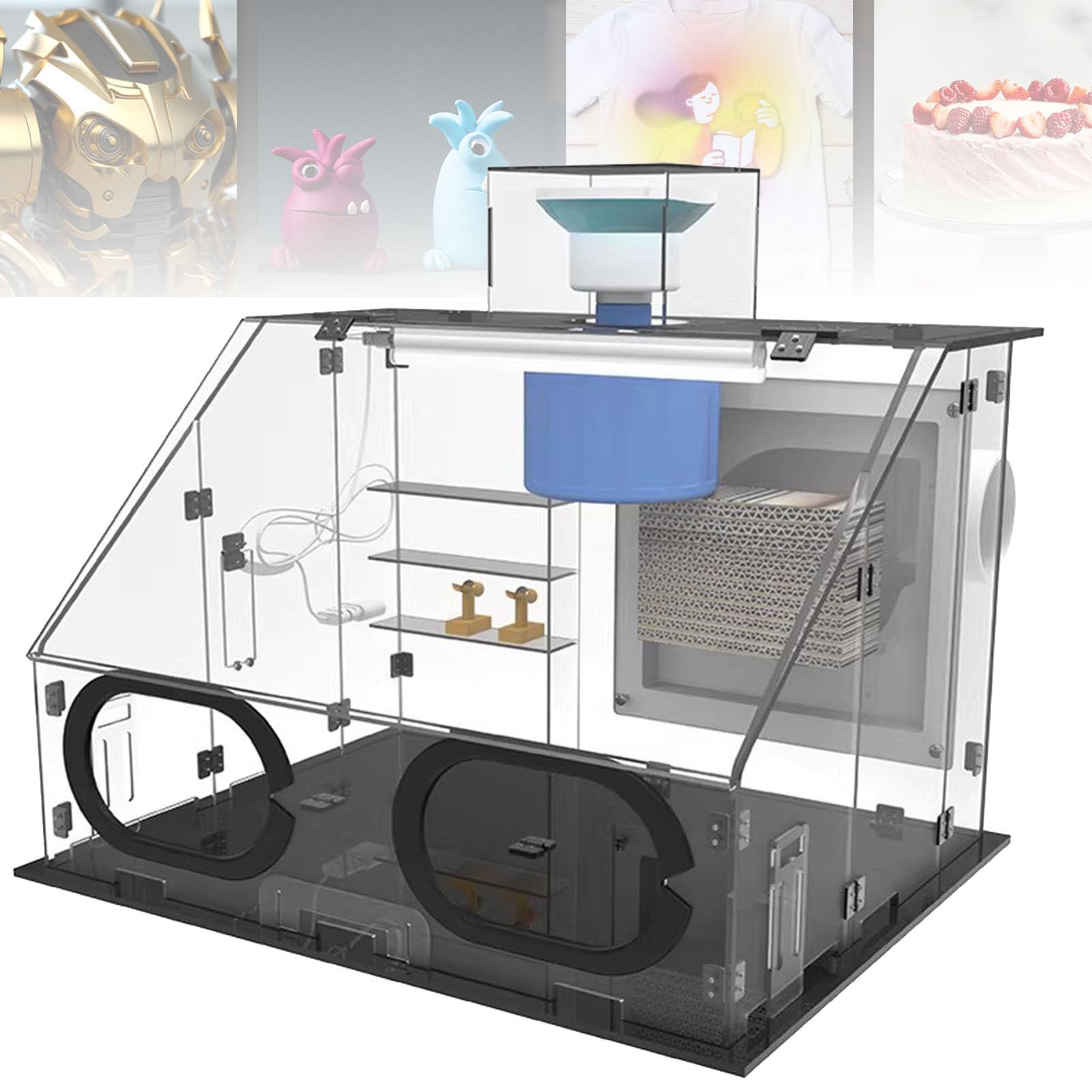 Cabina di verniciatura portatile con luci LED, tubo di scarico, design pieghevole per aerografo, dimensioni compatte per una facile installazione e conservazione, ideale per artisti e hobbisti