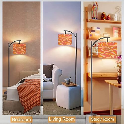 Miniatura 7 de Lámparas de pie de arco, 1970 con remolino ondulado, sin costuras, color naranja y rosa, estilo de los años setenta, lámpara de pie con control