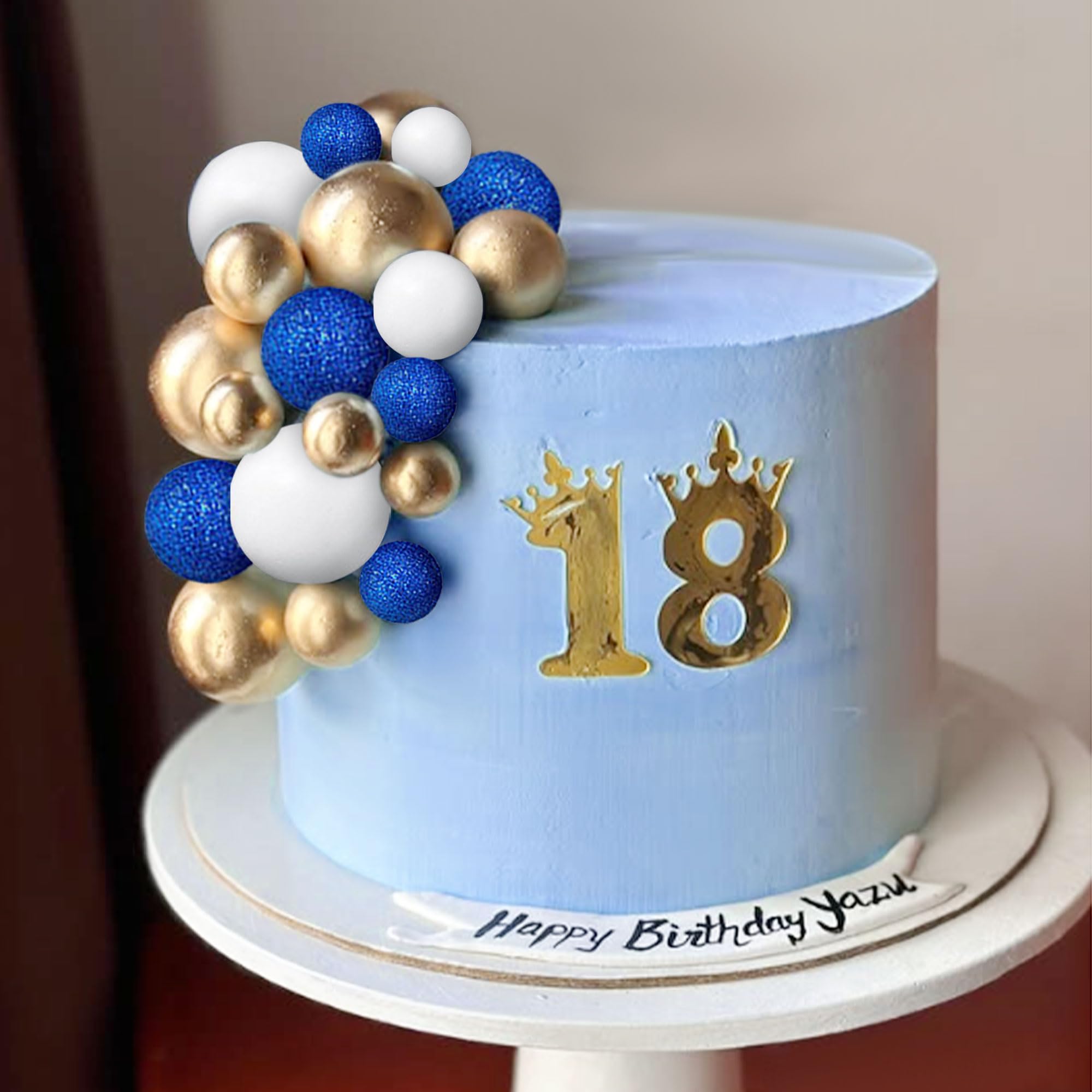 Roaring Good Time Boules de gâteau bleues et dorées pour décoration de gâteau d'anniversaire de mariage Roaring Good Time Boules de gâteau bleues et dorées pour décoration de gâteau d'anniversaire de mariage