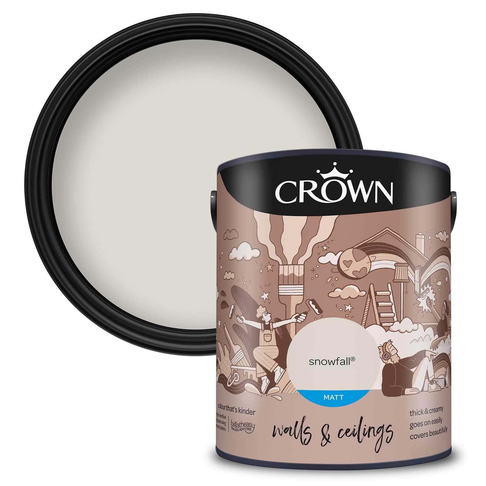 Crown Breatheasy Matt Emulsion Paint 5L - Snowfall