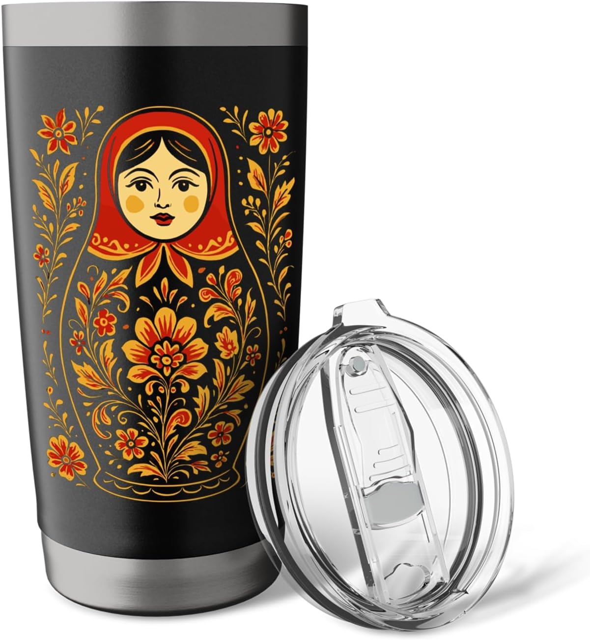Matryoshka Doll Art Russian Nesting Wooden Stacking Set Stainless Steel Insulated Tumbler image 5