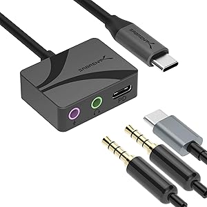 SABRENT Audio Interface USB Sound Card, USB Type-C to 3.5mm Audio Adapter with 100W PD, Studio Headphone Jack Adapter Ster…
