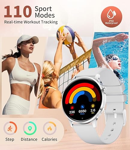Miniatura 4 de SUNKTA Reloj inteligente para mujer (respuestahacer llamadas), reloj inteligente con pantalla Amoled de 1.32 pulgadas con frecuencia cardíaca,