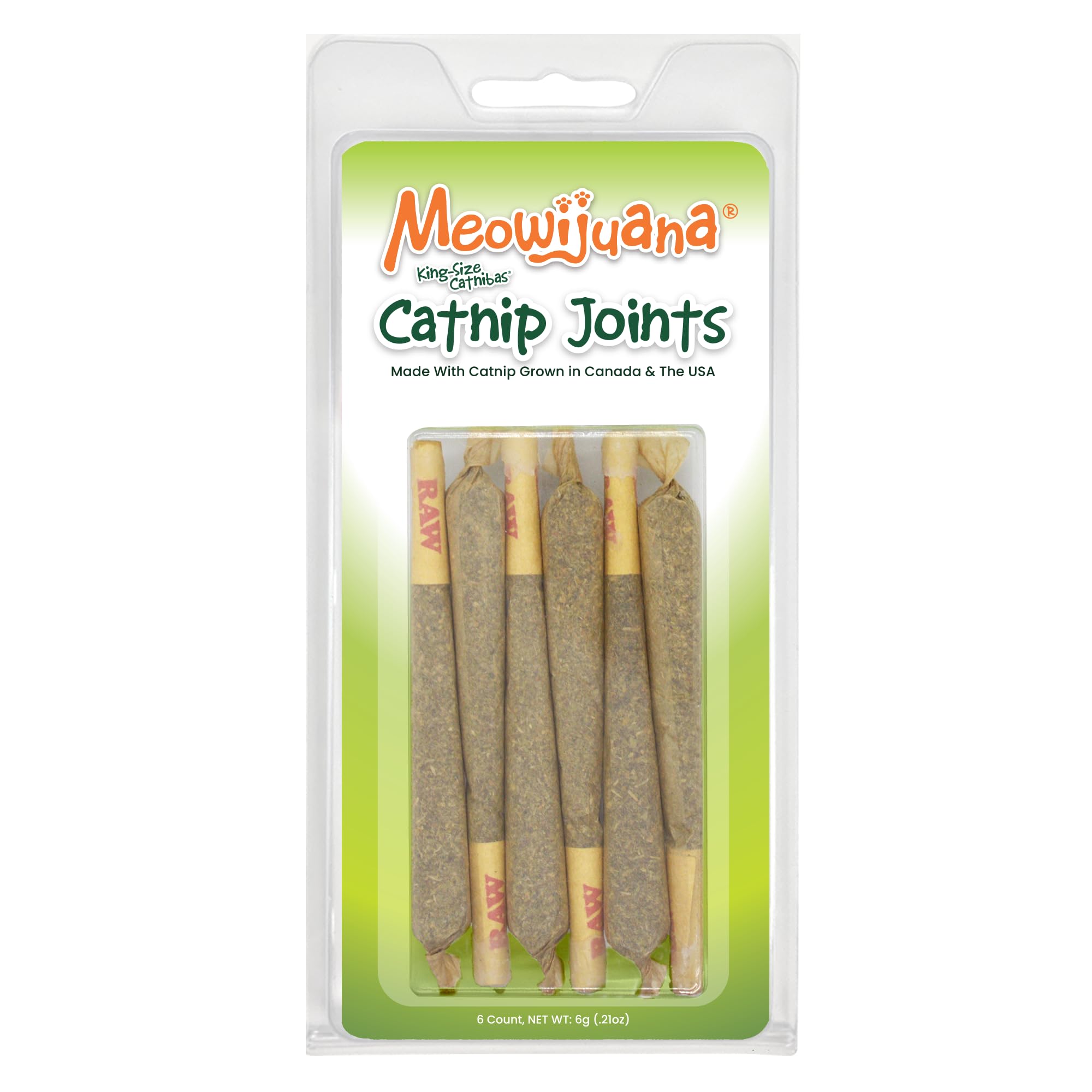 Meowijuana | King Size Catnip Joints | Organic | Dried Premium Ground Catnip | High Potency | Grown in North America | Feline and Cat Lover Approved