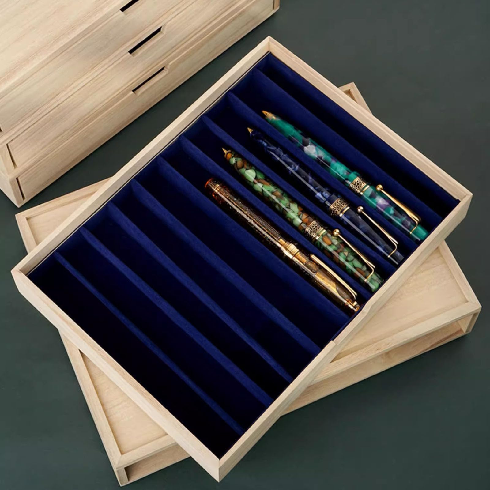 Stiftebox Aus Holz, Stiftebox Mit Einlagiger Schublade, Luxuriöse Sammelbox Für Füllfederhalter, Bietet Platz Für 10 Stifte, Für Zuhause, Büro Und Schule