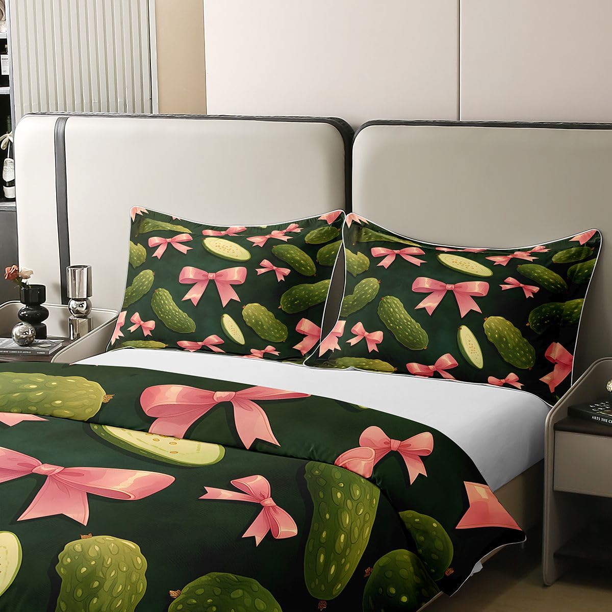 Homewish Rosa Schleife Gurken Baumwolle Bettwäsche 155x220
