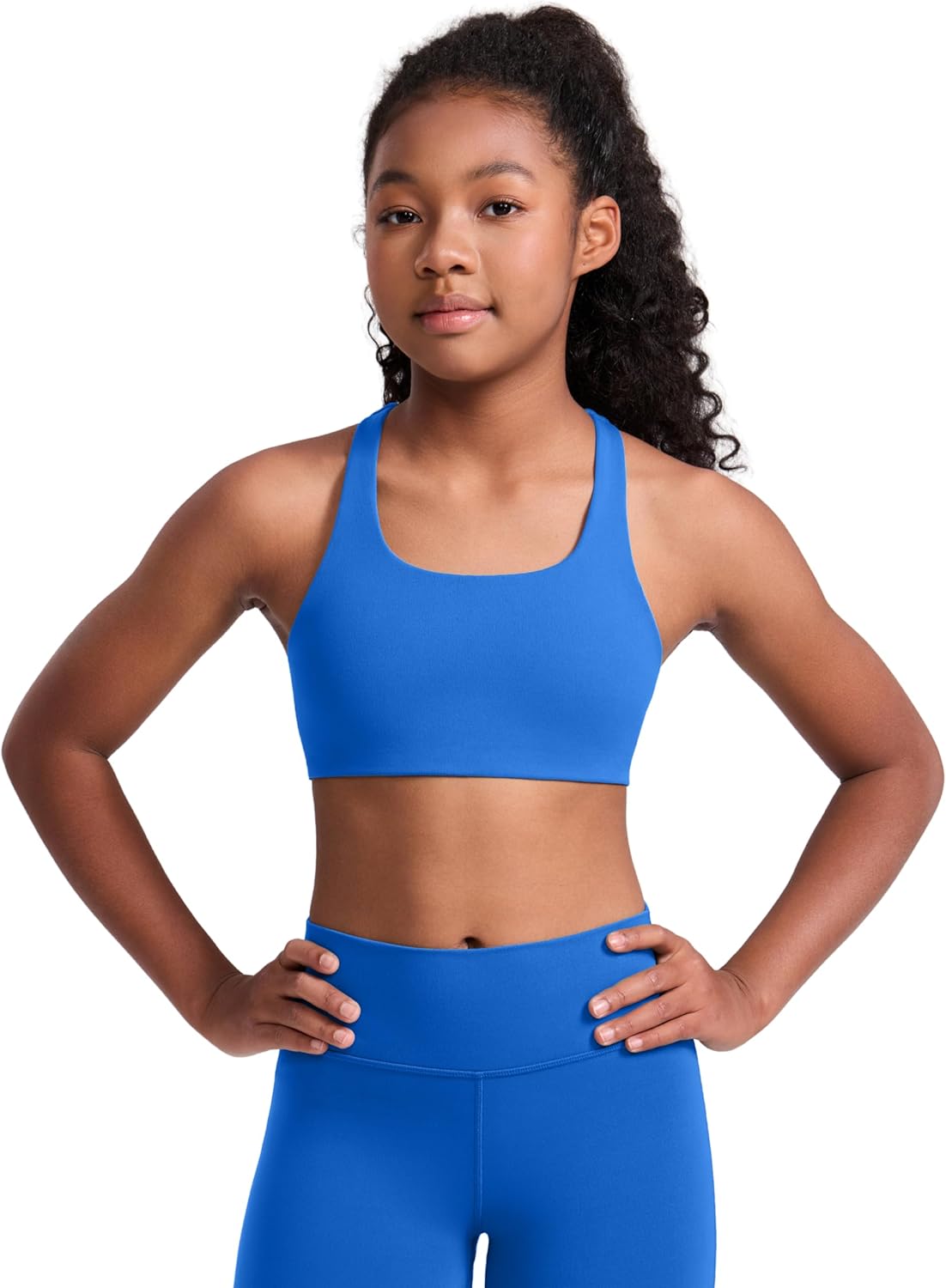 CRZ YOGA Girls Softness Mold Butterluxe Racerback Sports Bra - Athletic Yoga Casual U Neck Scoop Teen Kids