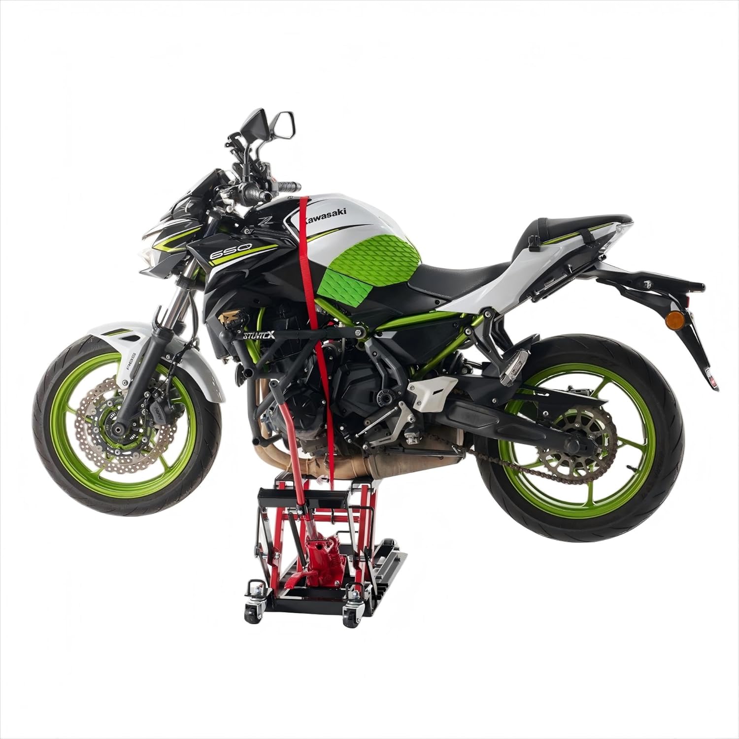 Gecheer 1500 LB Hydraulic Motorcycle & ATV Lift Jack – Portable Foot-Operated Lift with Wheels, 4-Position Safety Lock, Anti-Slip Pad, and Accessory Kit