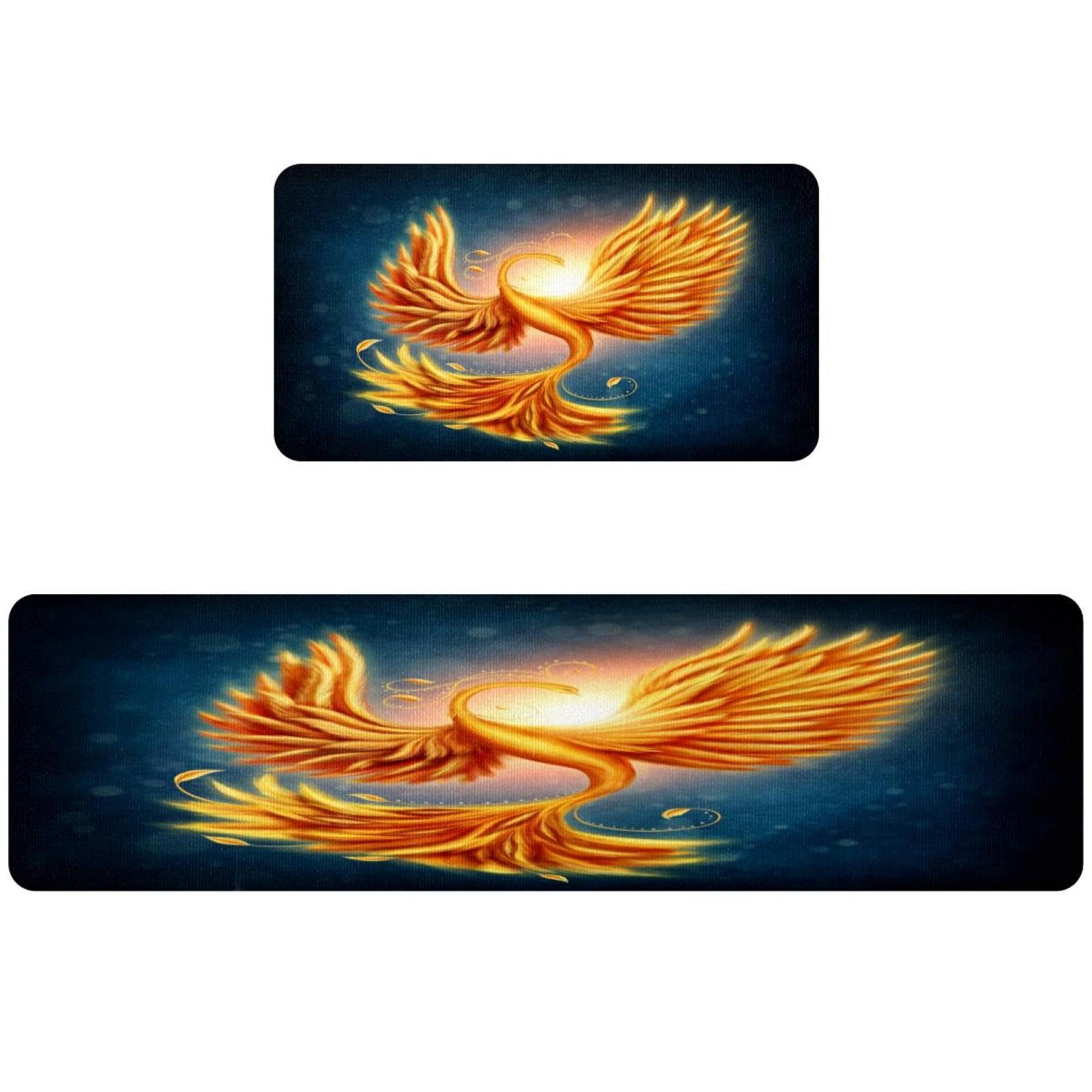 Evite resbalones con el tapete de cocina antideslizante y lavable VAPOKF Magic Firebird pack de 2