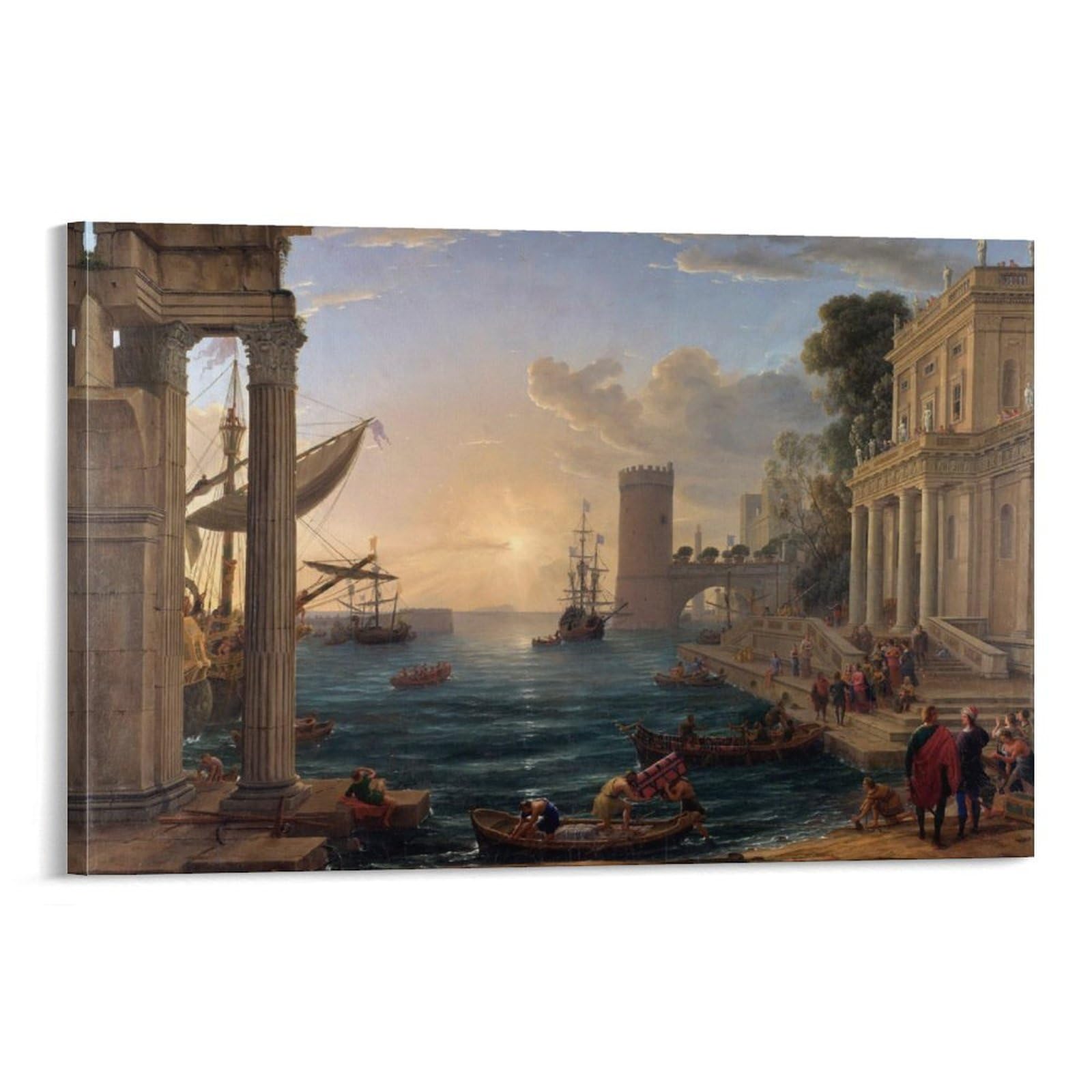 Seaport with The Embarkation of The Queen of Sheba by Claude Monet Wall Art Prints Poster Posters Wall Art Painting Canvas Prints Decor Poster Artworks 20x30inch(50x75cm)
