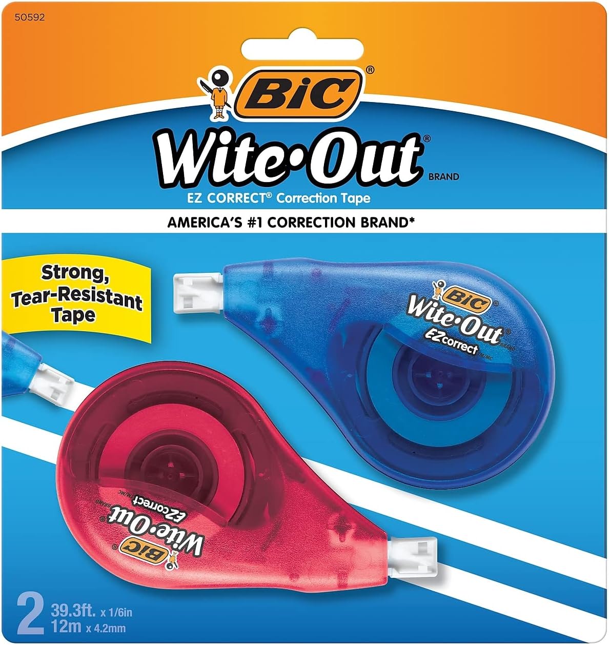 Bic Wotapp21 - wite-out EZ Correct Correction Tape, Non-refillable, 1/6 x 472, 2/Pack