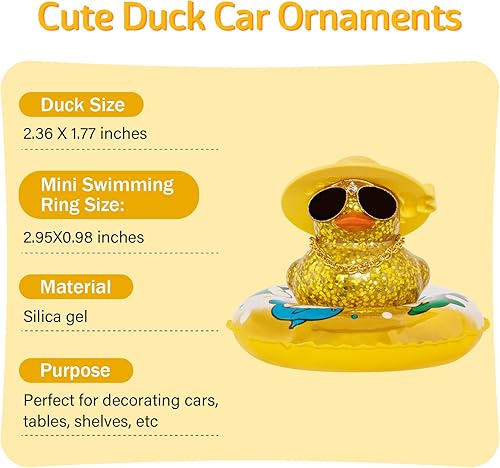 Miniatura 5 de wonuu Adorno de pato de automóvil, decoración de tablero de goma para tablero de automóvil, accesorios para tablero de automóvil, con anillo de