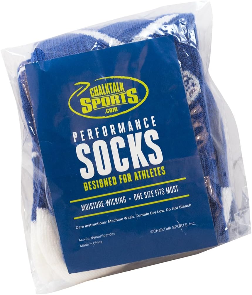 ChalkTalkSPORTS Lacrosse Performance Crew Socks - Crossed LAX Sticks - Blue - Lacrosse Mid-Calf Socks - Adult - Image 6