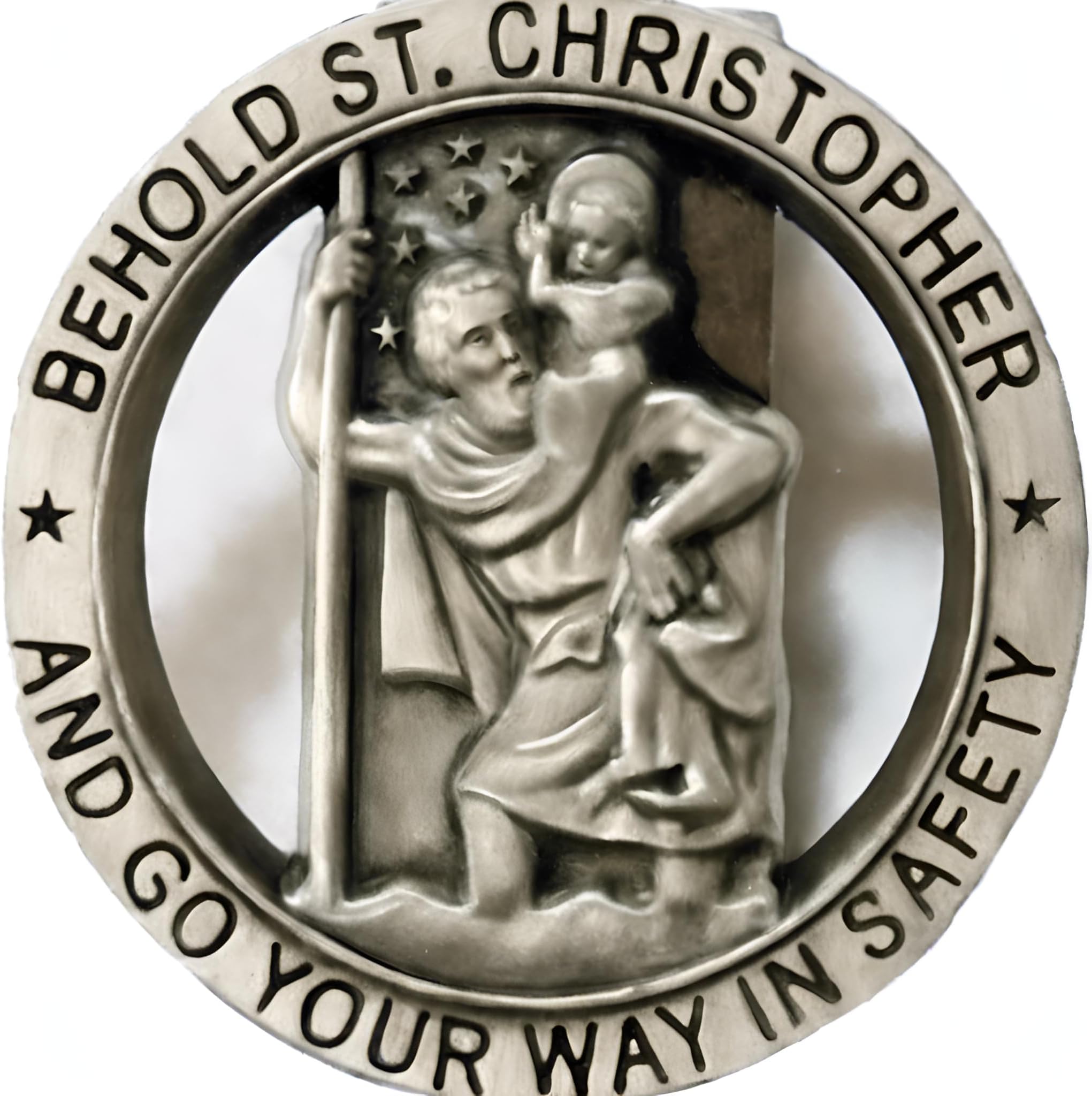 Saint Christopher Medal for Car, Visor Clips for Cars, St Christopher Medal for Car Visor, Gift for Drivers, Car Travel Accessories for Long Trips Families, Friends
