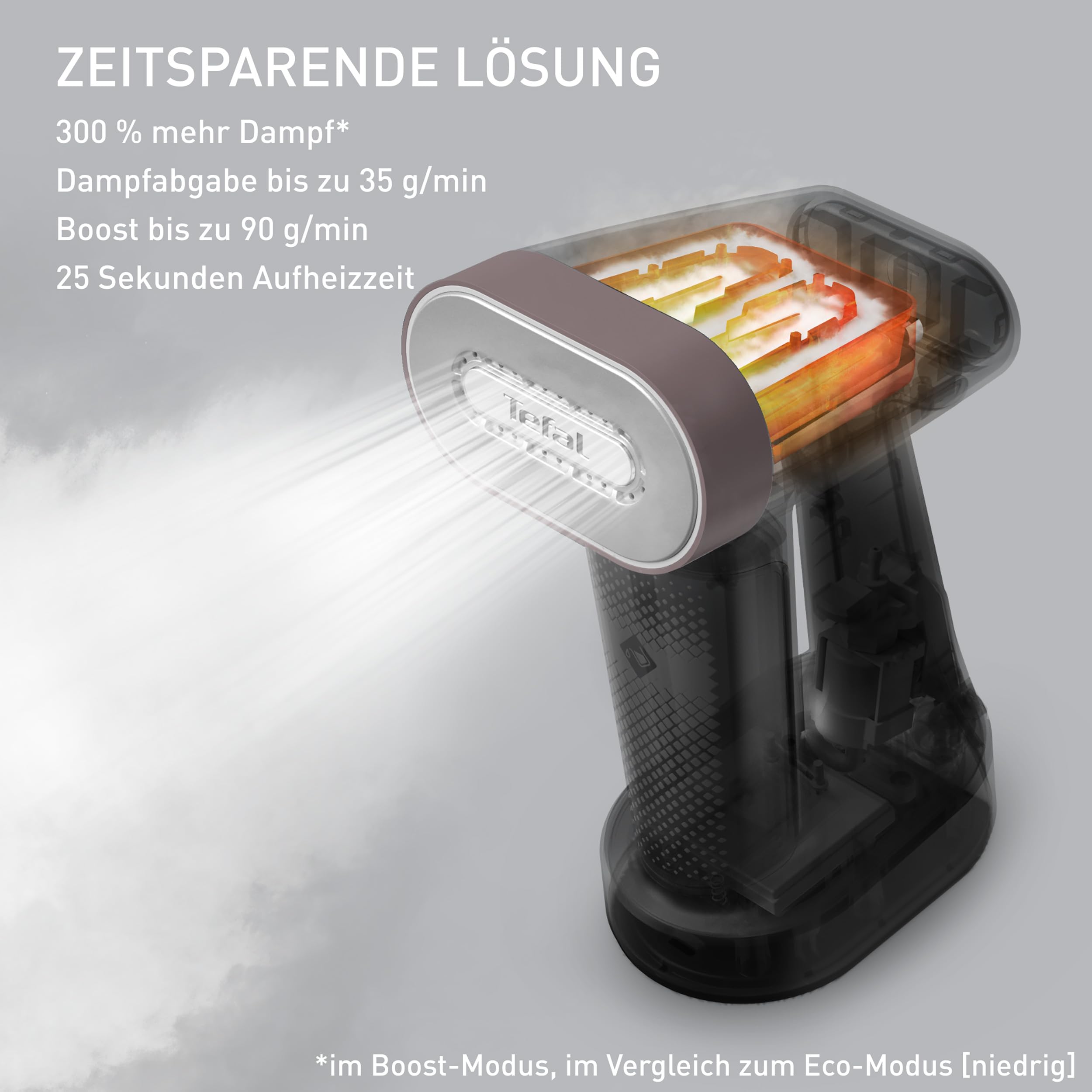 Tefal Pure Force 2-in-1 Dampfbürste, vertikal Dampfen, horizontal Bügeln, 12 Min. ununterbrochenen Dampf, 4 Stufen, Boost-Funktion, beseitigt 99,99 Prozent der Bakterien, 25 Sek. Aufheizzeit, DT8720E0