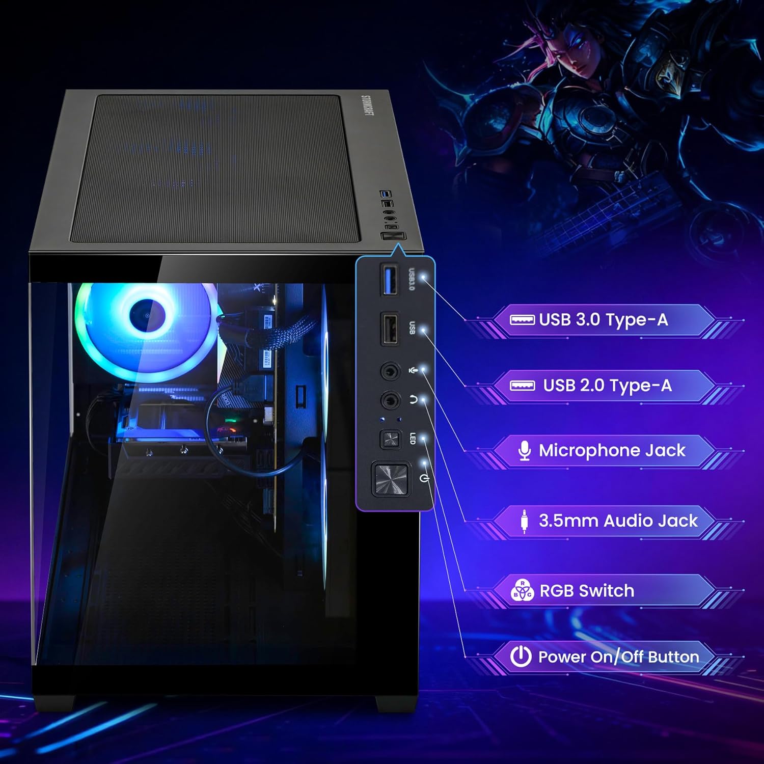 STORMCRAFT Sirius Gaming PC Desktop Computer i7 14700F CPU,GeForce RTX 5070 12GB GPU,32GB DDR5 RGB 6000MHz RAM,1TB SSD,B760 Motherbaords,850W Power Supply,USB C Port,Wi-Fi,Bluetooth,Win 11 Home