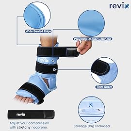 REVIX Ankle Ice Pack Wrap for Foot Pain Relief and Feet Injuries, Reusable Gel Ice Cold Packs for Achilles Tendonitis, Plantar Fasciitis, Sprained Ankles and Heels