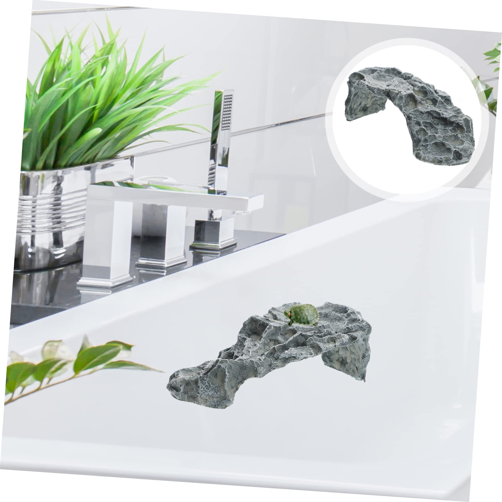 minkissy Plataforma De Crianza De Escondite De Acuario para Tomar El Refugio De Reptiles Escondite De Lagarto Piel De Tortuga Piel De Reptil Piedra Caja De Lagarto Resina