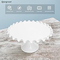 Vista 7 de Soporte redondo de porcelana para tartas de 12 pulgadas, soporte de postre blanco para bodas, fiestas de cumpleaños