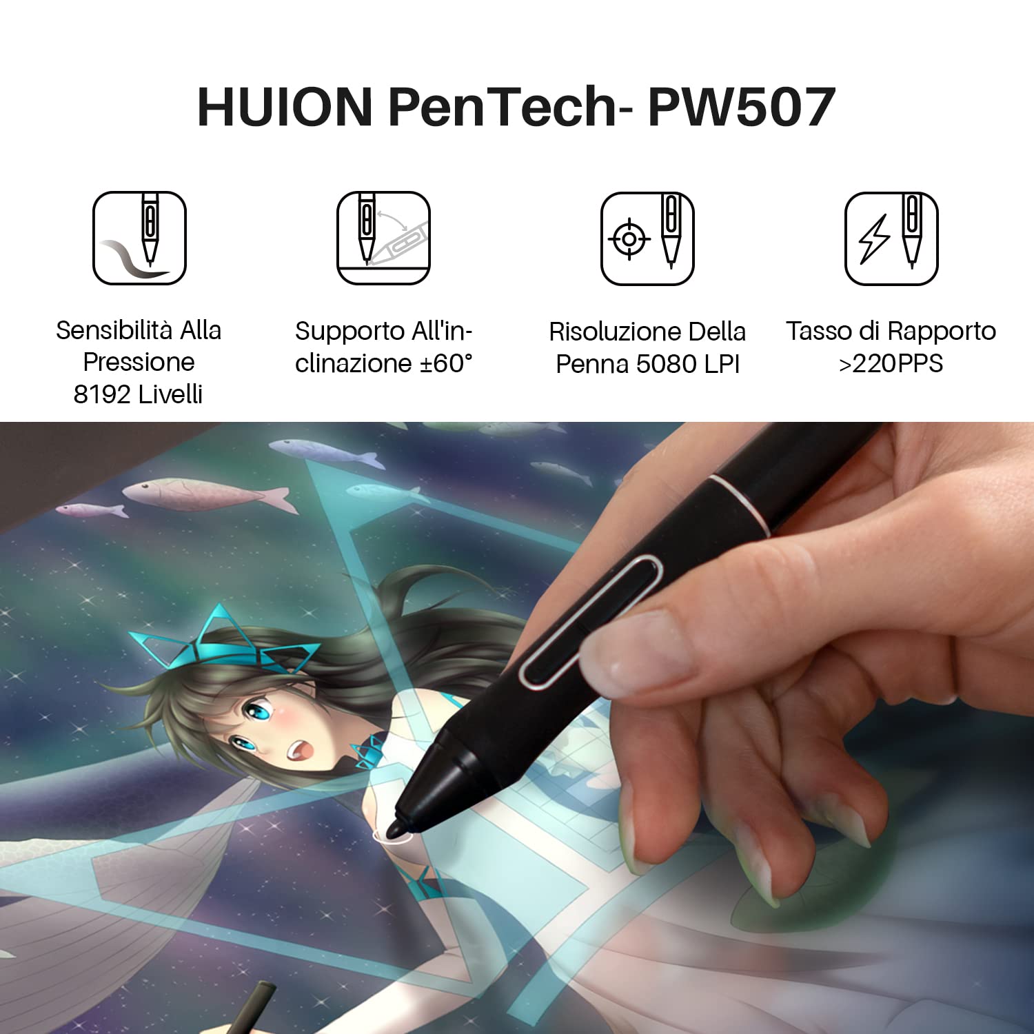 HUION Kamvas Pro 16 Tavoletta Grafica con Schermo, Monitor da Disegno IPS 1920x1080 HD da 15,6 Pollici, 6 Tasti Express e 1 Touch Bar, Uso Ideale per Formazione a Distanza e Conferenze Web