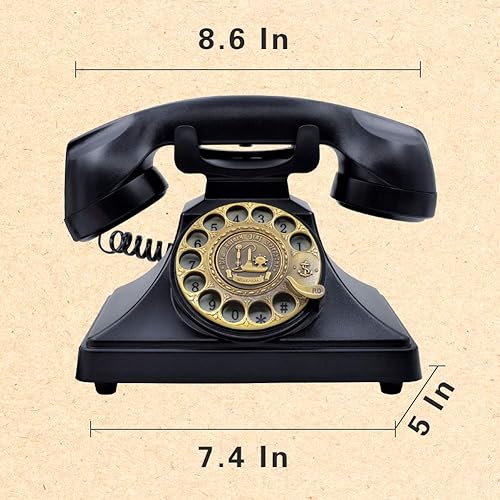 Miniatura 7 de EC VISION Teléfonos rotativos para teléfono fijo teléfono fijo retro teléfonos domésticos de moda antigua con función de timbre mecánico y altavoz