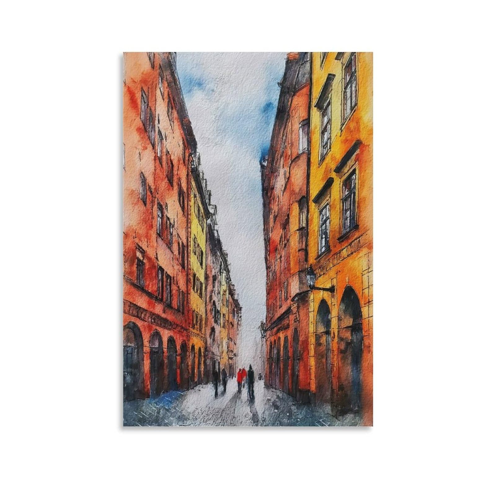 Cnaheiz Unframe-Style Innsbruck Austria 08X12inch(20X30cm) Vintage Travel Poster Watercolor Canvas Art