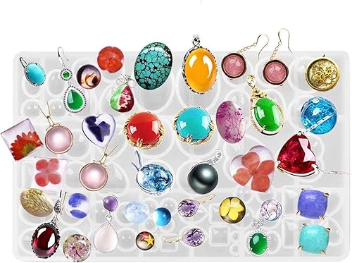 Cabochon - Molde de resina para joyería de gemas de corazón, forma cuadrada, forma cuadrada, molde de silicona para hacer joyas y llaveros