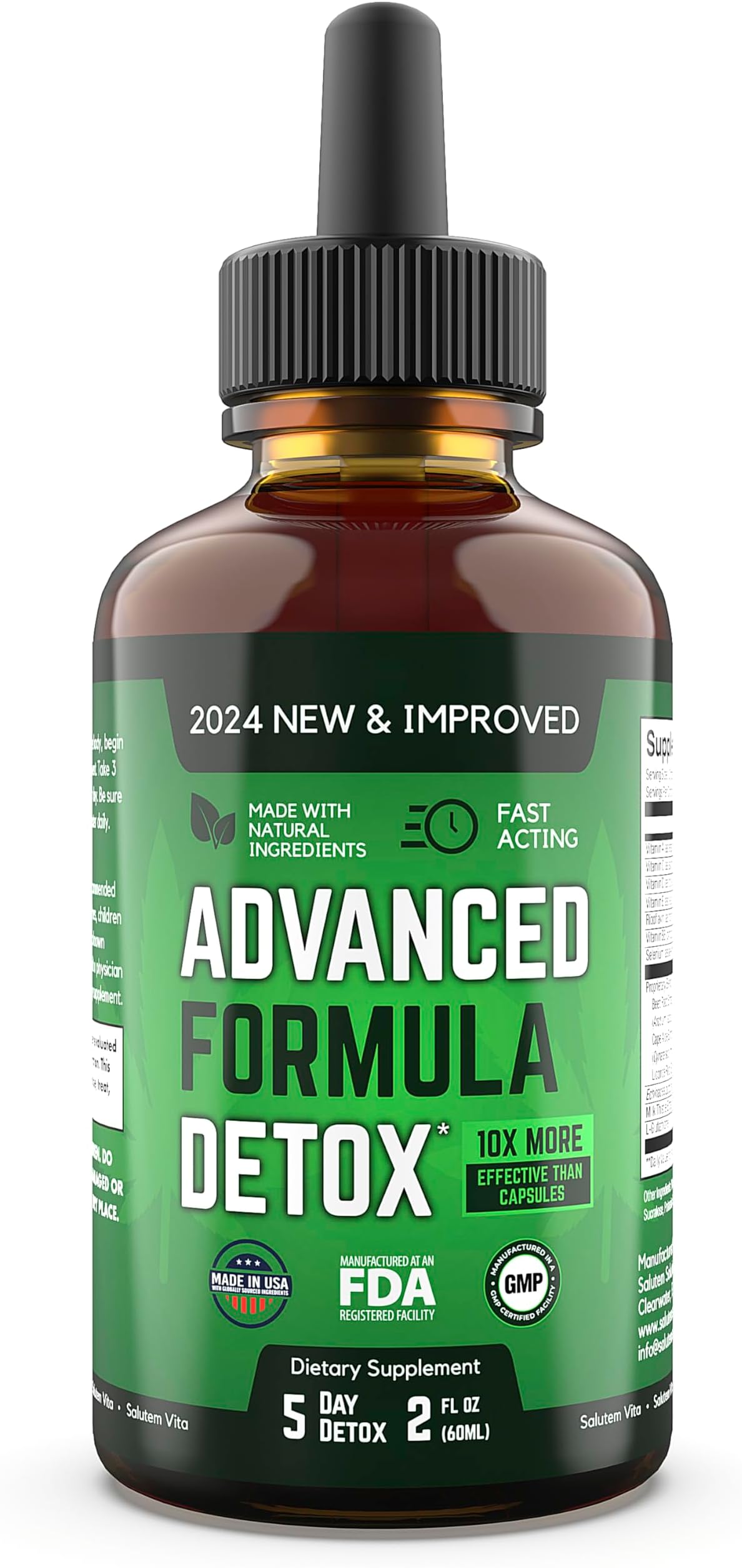 Liquid Advanced Formula Detox - Detoxify and Rejuvenate: Liquid Dietary Supplement for Total Body Cleanse - Supplement for Toxin Removal - 1 Pack - 2 Fl Oz (20 Servings)