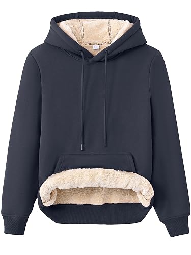 Women's Sherpa Lined Hoodie Thick Fleece Warm Pullover Sweatshirt