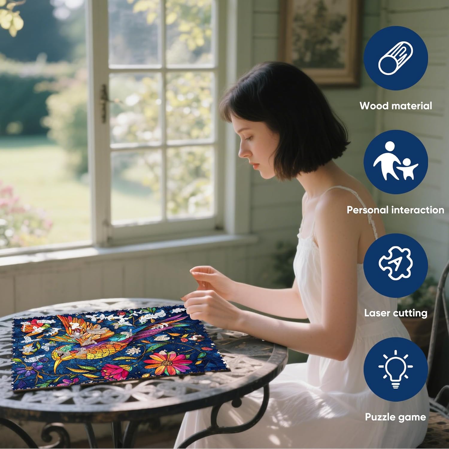 Delobil Wooden Puzzles for Adults 500 Pieces,Hummingbird Wooden Puzzles, Unique Shaped Hummingbird Jigsaw Puzzles, Birthday Creative Gifts Fun Challenging Family Puzzle Games, 12.6x16.1 Inch