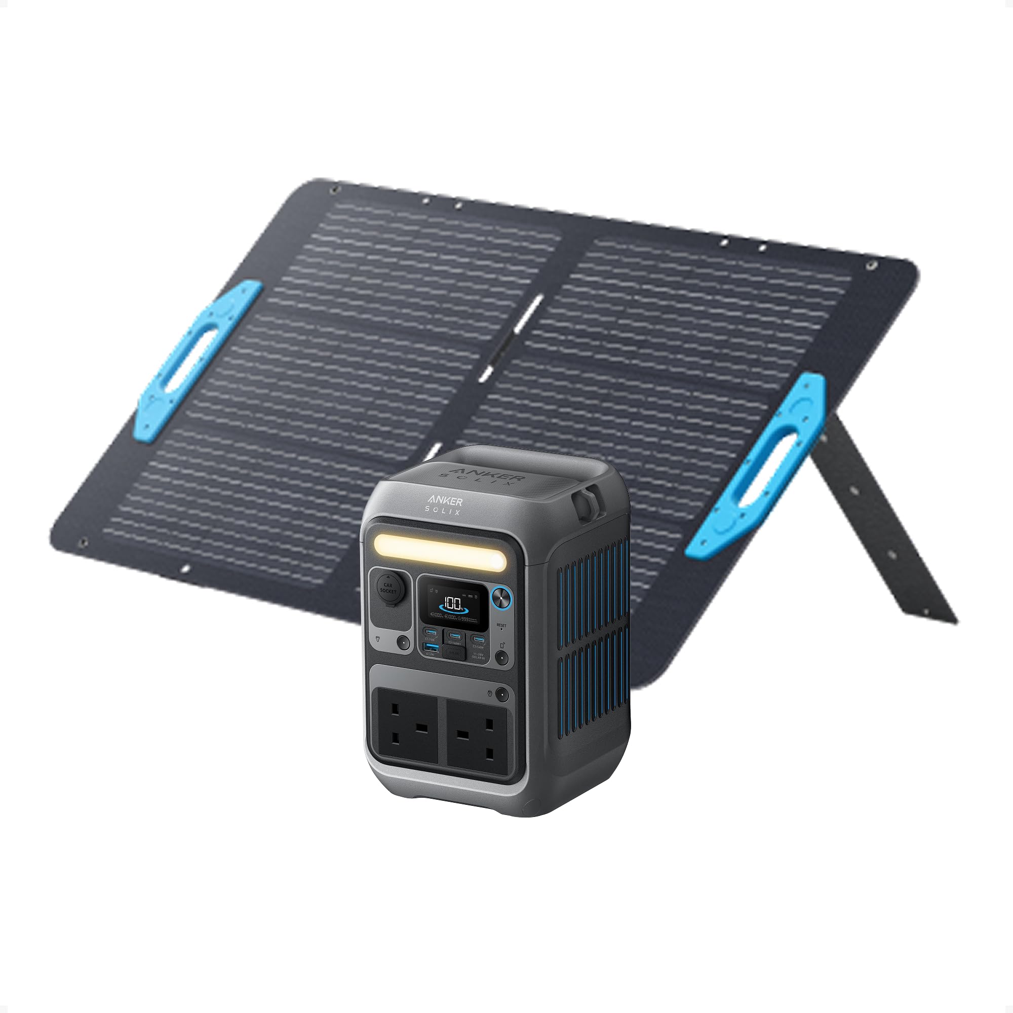 Anker SOLIX C300 Portable Power Station with 100W Solar Panel, 288Wh LiFePO4 Battery, 300W (Peak 600W) Solar Generator, 140W Fast Charge, for Camping, Outdoors, Travel & Emergency - 1