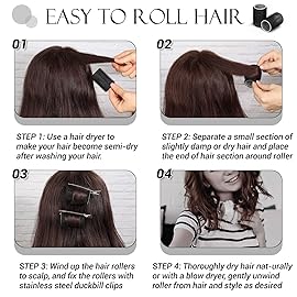 Hair Curlers Rollers, 12Pcs Hair Rollers Hair Curlers Self Grip Holding Rollers with 12 Pcs Hair Clips for Long Medium Short Thick Fine Thin Hair Bangs Volume