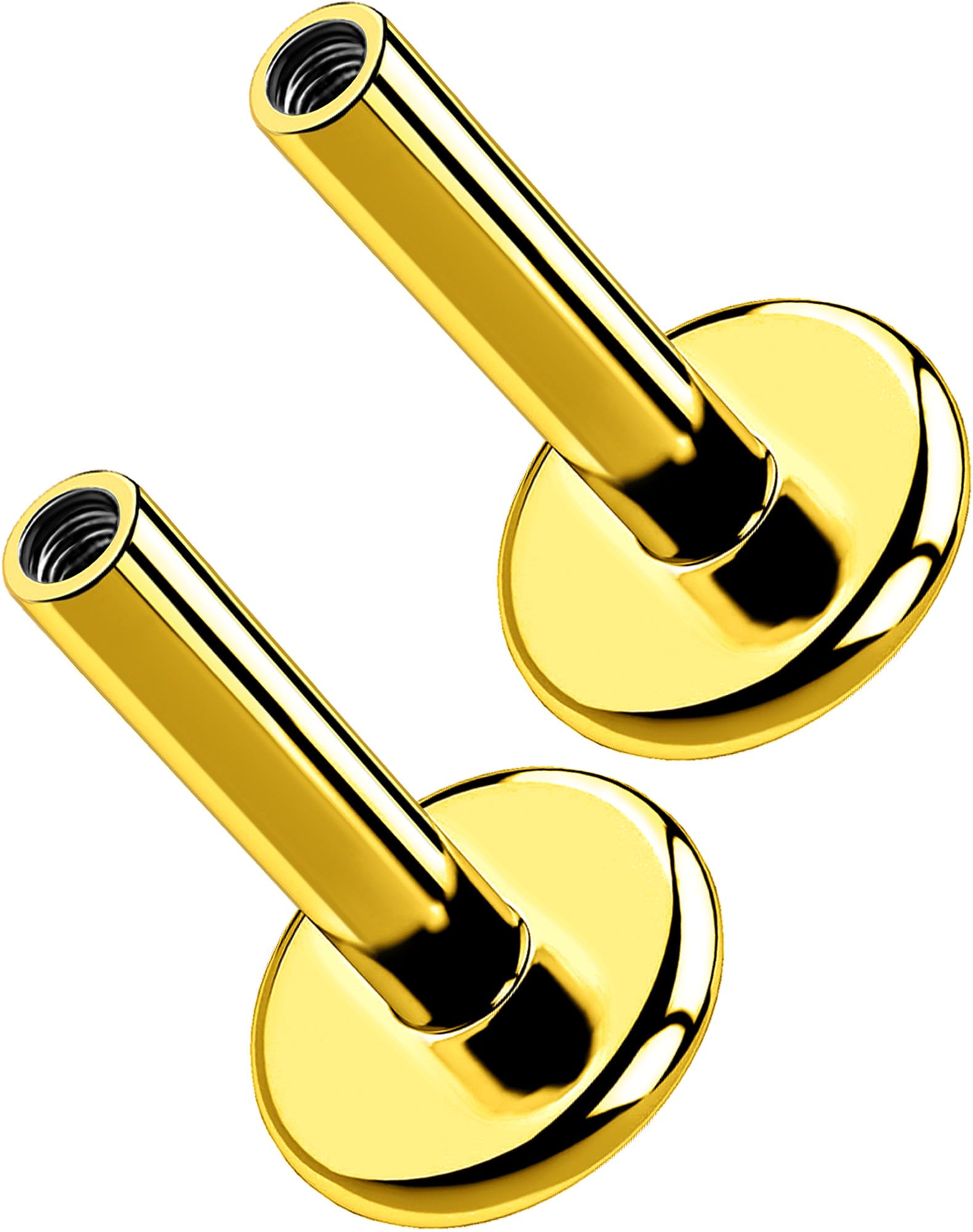 G23 Titanium Flat Back Post (Post Only), Threadless Push Pin &amp; Internally Threaded, 16G/18G/20G, 4.5-14mm, Silver/Gold/Black, Round/Heart/Star/Flower Base for Nose, Helix, Tragus