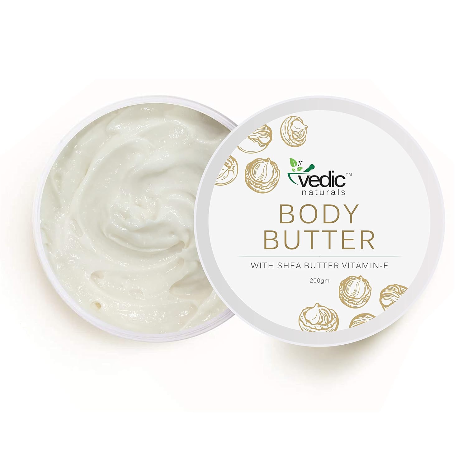 Body Butter Enriched With Shea Butter & Vitamin-E - 200gm | Deep Moisturizing For Dry Skin & All Day Moisture Lock | For All Skin Types & Healing Stretch Marks | 100% Organic