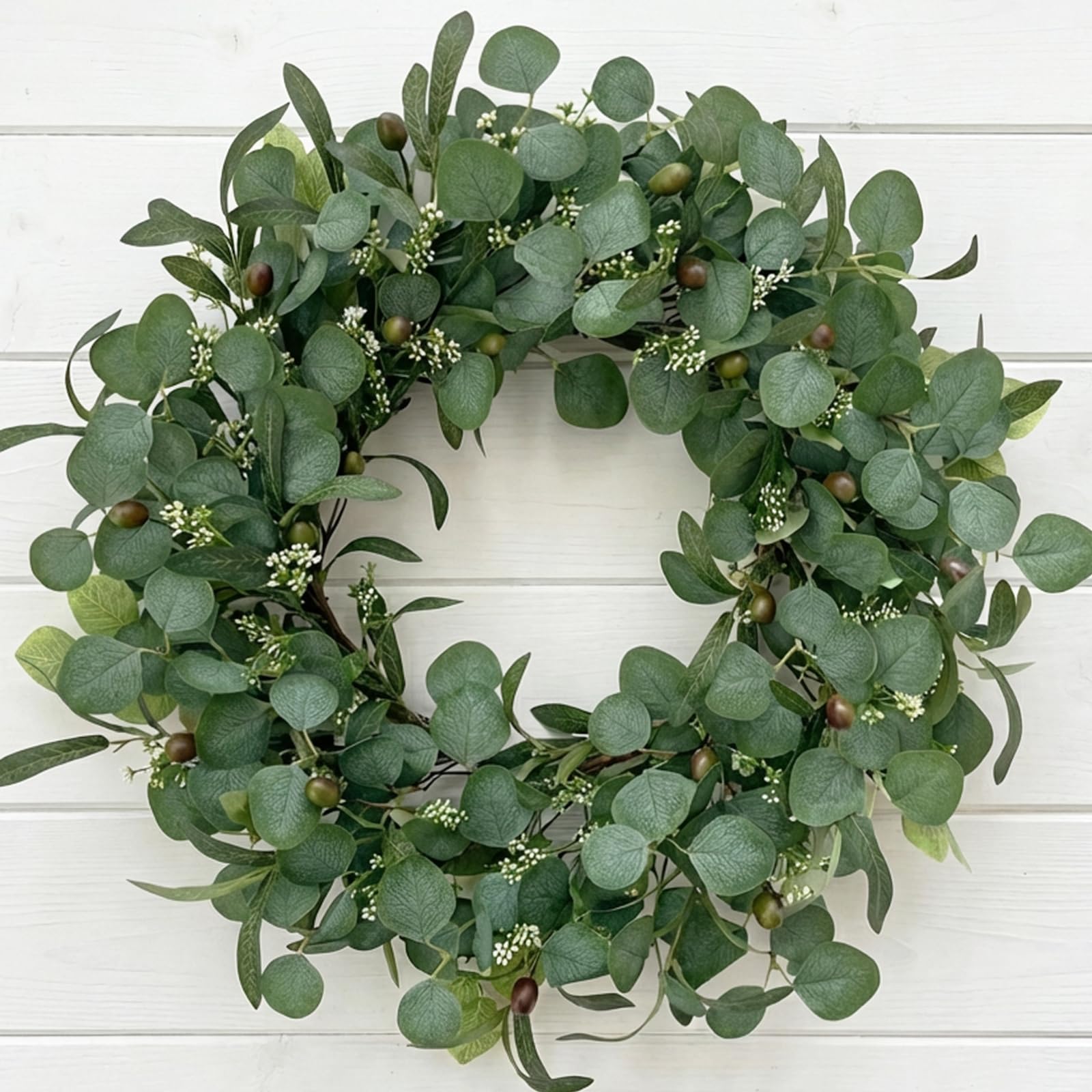 GinzeTop 24 Inch Artificial Eucalyptus Wreath