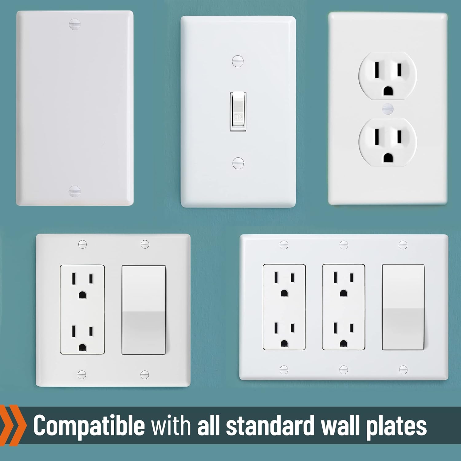 Bates- Wall Plate Screws, 75 Pack Assorted Size, Outlet Screws, Wall Plate Screws, Outlet Cover Screws, Long Electrical Outlet Screws, Electrical Screw, Outlet Plate Screw, White Heads