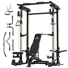 MAJOR FITNESS Drone3 Power Rack 2500lbs Multi-Function Home Gym Squat Rack with Dual Pulley System Pull-Up Bar J-Hooks