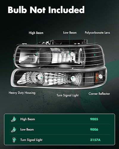 Miniatura 2 de SCITOO Faros delanteros para Chevy Blazer 1998-2005, para Chevy S10 1998-2004, carcasa negra, lente transparente para el lado del conductor y del