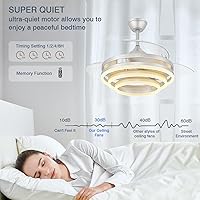 Vista 7 de Ventilador de techo retráctil de 42 pulgadas, ventiladores de techo con luces, motor de CC silencioso, 6 velocidades, 3 cambios