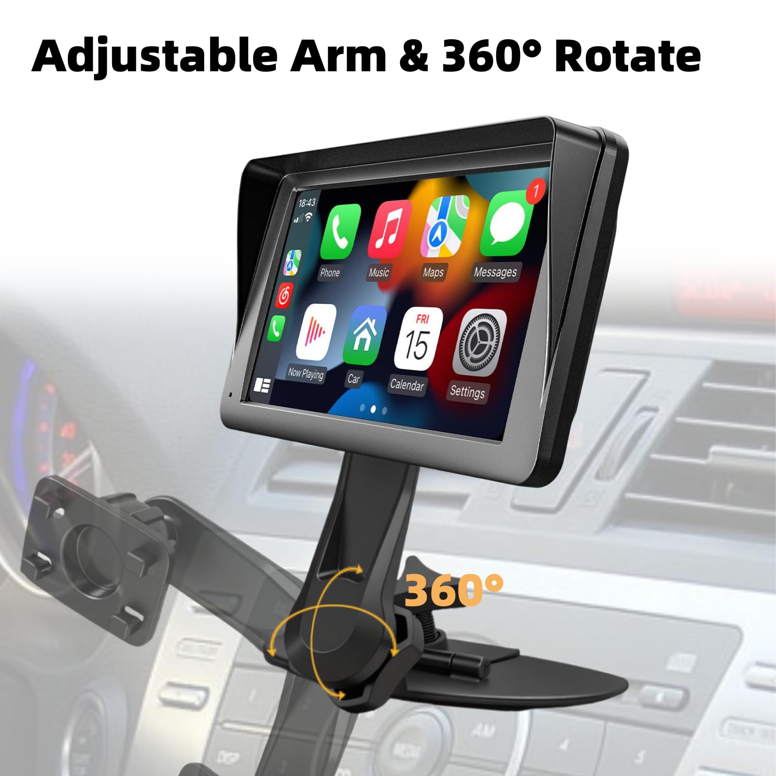 Support pour Lecteur CD pour Écran CarPlay Bras Ajustable Compatible avec Les Moniteurs Embarqués Support CD Slot CarPlay