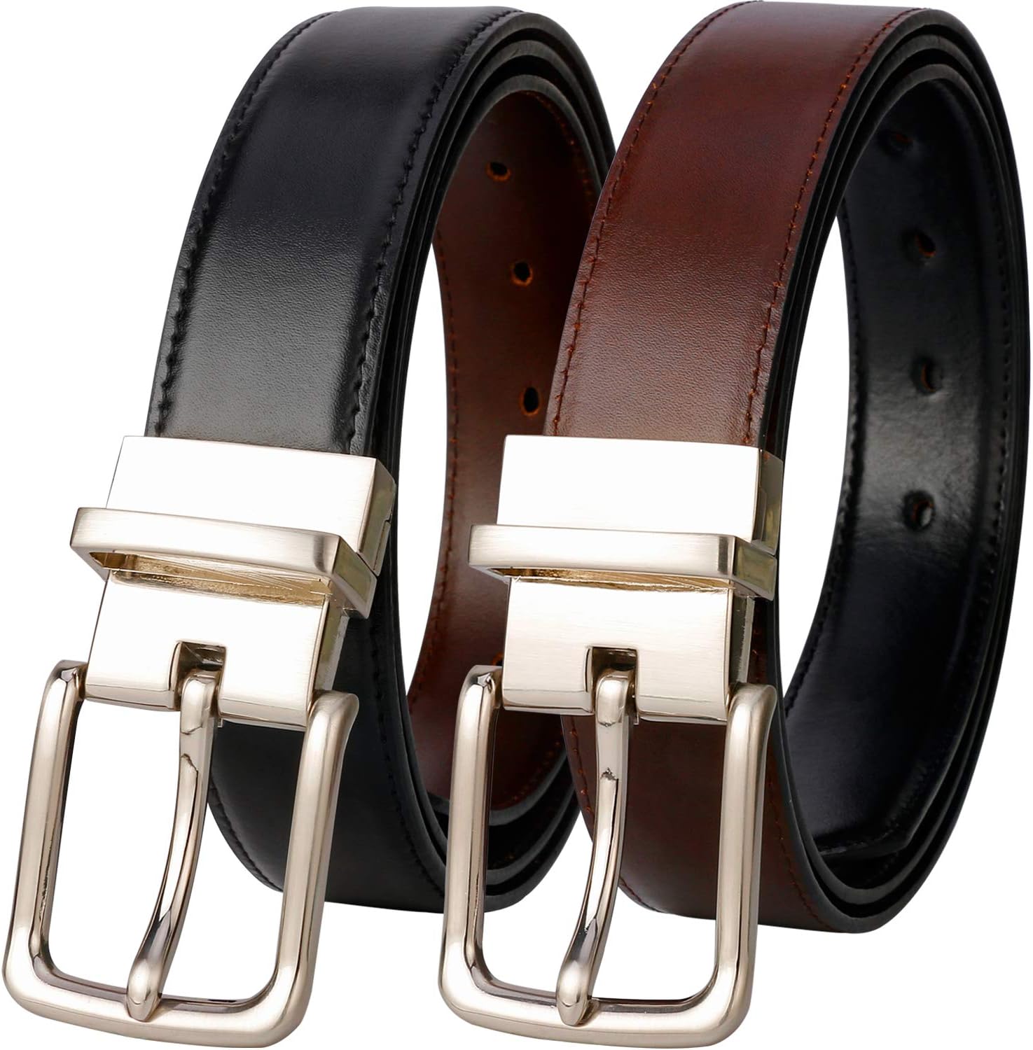 Lavemi Mens Belt Reversible 100% Italian Leather Dress Casual,One Reverse for 2 Colors,Trim to Fit