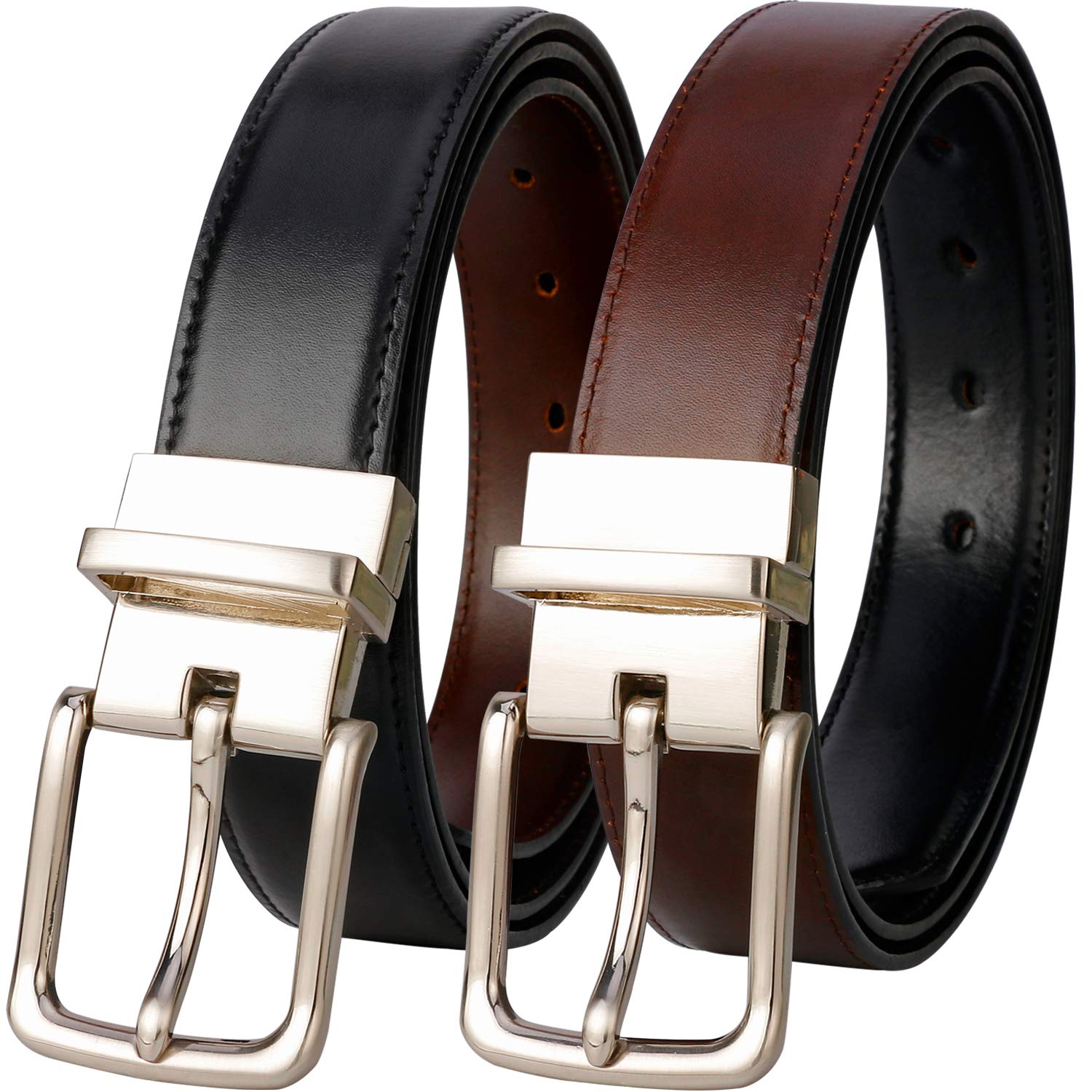 Lavemi Mens Belt Reversible 100% Italian Leather Dress Casual,One Reverse for 2 Colors,Trim to Fit