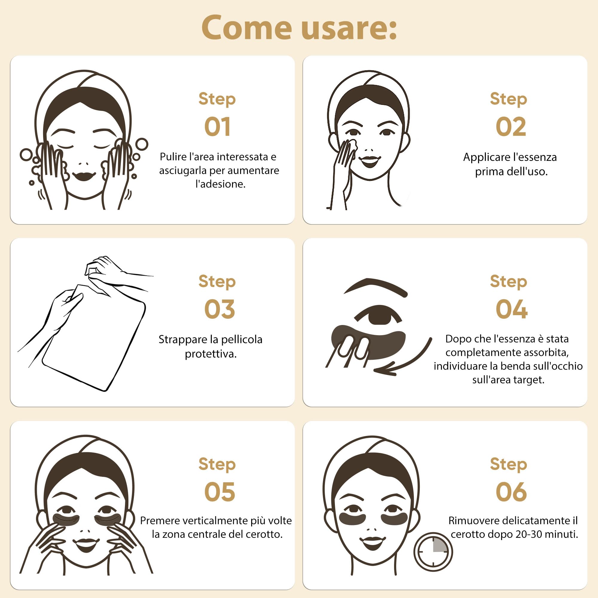 20 Paia Oro 24 carati Maschera per gli occhi Collagene Sotto gli occhi Maschera Cerotti per Occhiaia Gonfiore, Rinfrescare, Rivitalizzante, Viaggi, Rughe, Occhi Patch