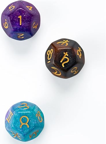Miniatura 2 de SmartDealsPro 3 piezas de Astrología Astrología Astrología Adivinación Zodiaco D12 de 12 lados D12 para cartas de tarot de constelación (color 2)