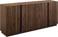 Walker Edison Liss 70 Inch Modern Minimalist 4-Door Sideboard Buffet Dark Walnut TV Stand